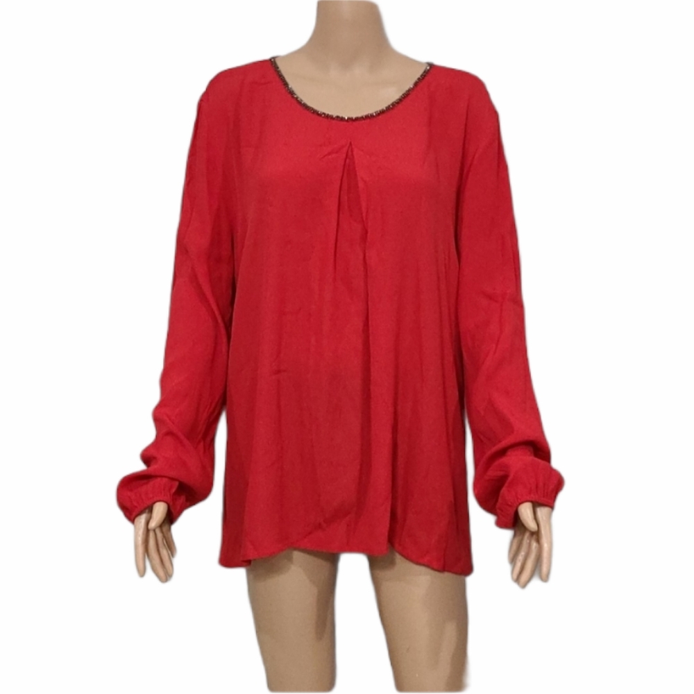 Gibson & Latimer Women's  Blouse Top Shirt Size XL X-Large Long Sleeve Red‎